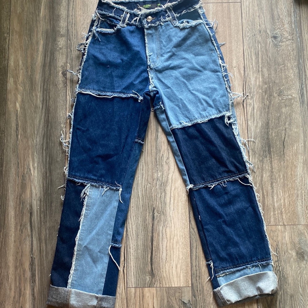 W25 size 2 Jaded London patchwork boyfriend jeans!